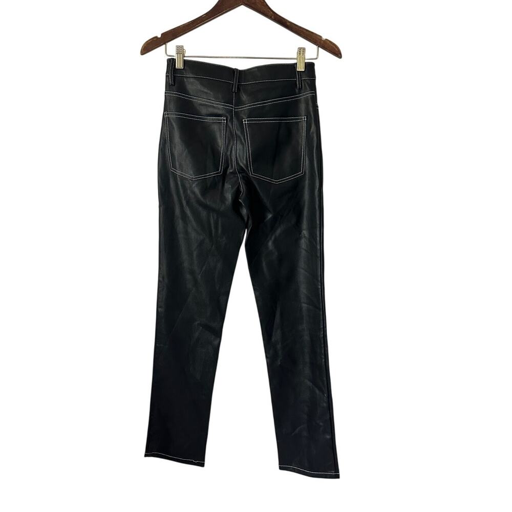 STAUD Faux Leather Pants with White Contrasting Stitching size 0 - Picture 5 of 14
